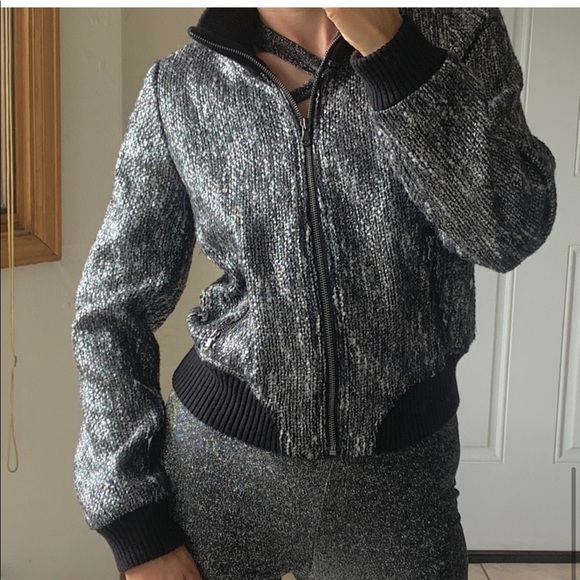 DKNY Metallic Herringbone bomber jacket - Picture 2 of 7